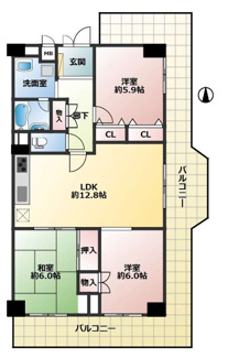 【間取り】 | 千里一条池スカイハイツD棟