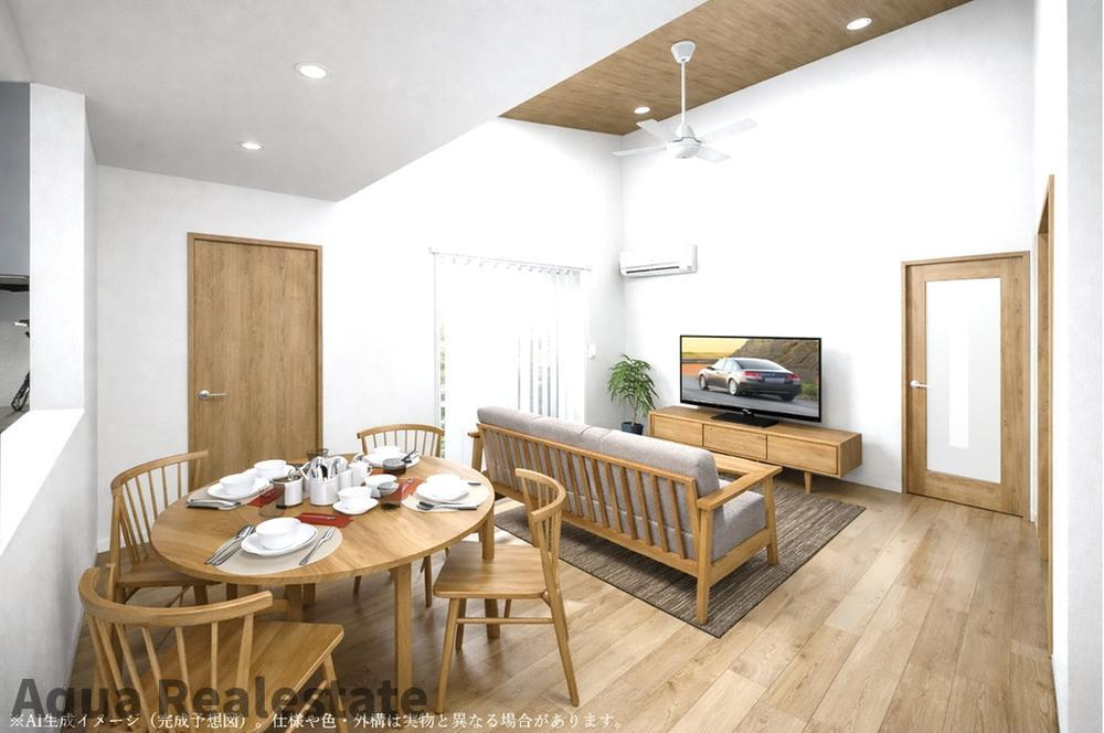 高松市香川町大野の新築一戸建の居間・リビング|ゆったり過ごせる居間です