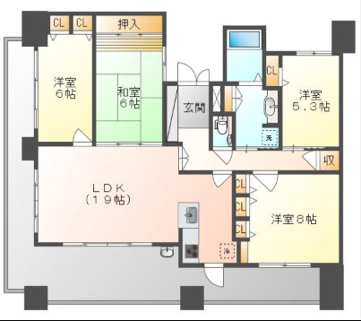 岡山市北区大供表町　マンションの間取り