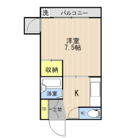 熊本市中央区下通２丁目の賃貸マンションの間取り