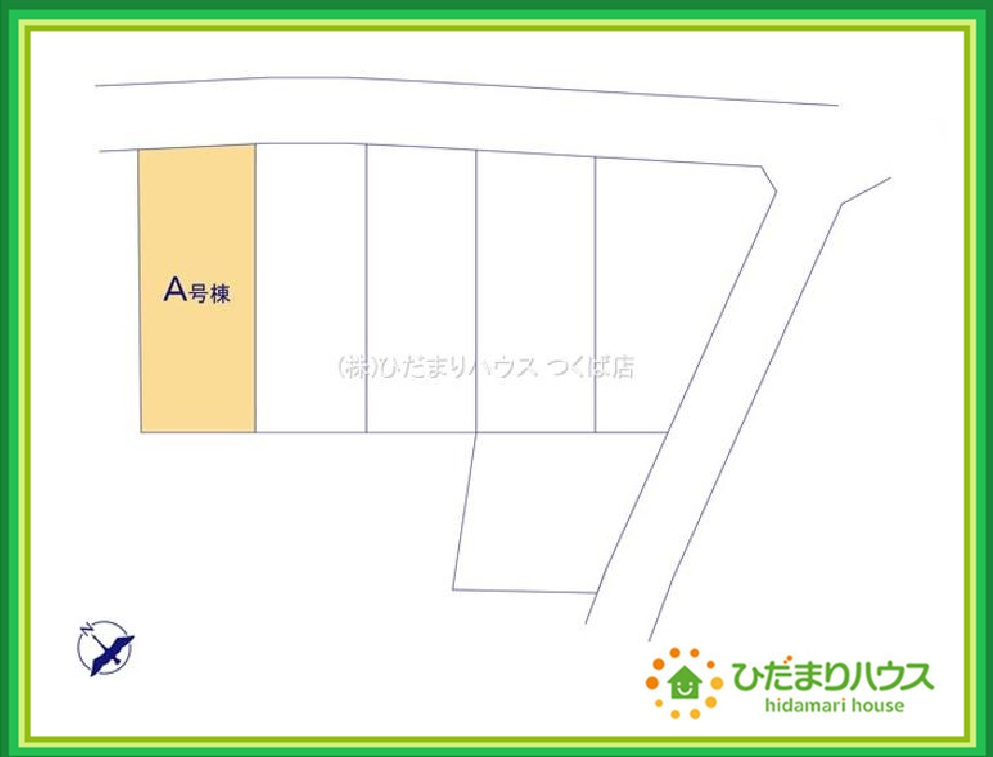 ひたちなか市三反田　新築戸建　A号棟の区画図|ご家族でお車に乗る方に！駐車場3台分あります！