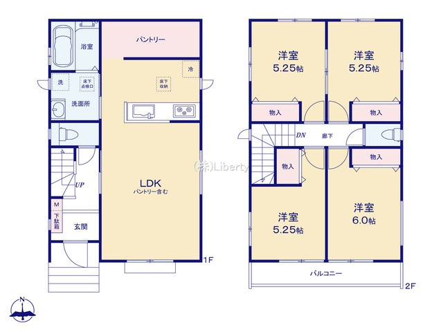 守谷市松ヶ丘6丁目　新築戸建　B号棟の間取り