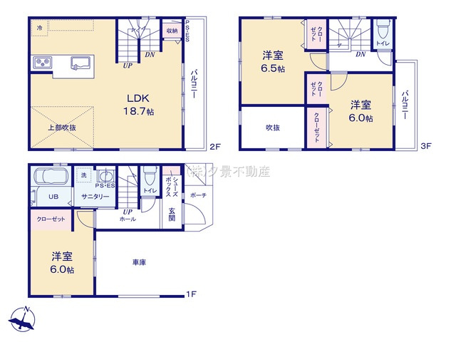 《仲介手数料無料》南区内谷２丁目11-7新築一戸建てTerrechezの間取り
