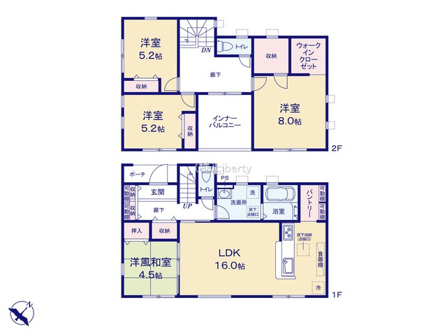 鹿嶋市宮下第8　新築戸建　2号棟の間取り
