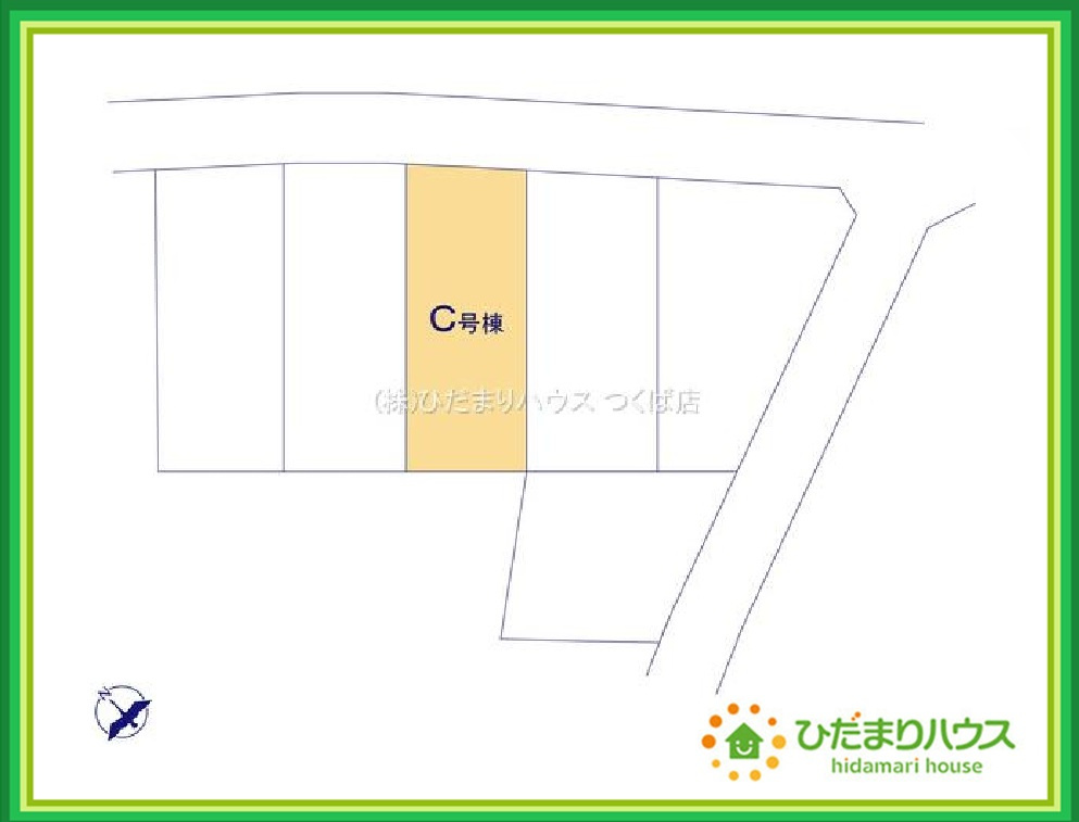 ひたちなか市三反田　新築戸建　C号棟の区画図|前面道路幅6ｍ☆車の出入りもラクラクできちゃいます(^^♪