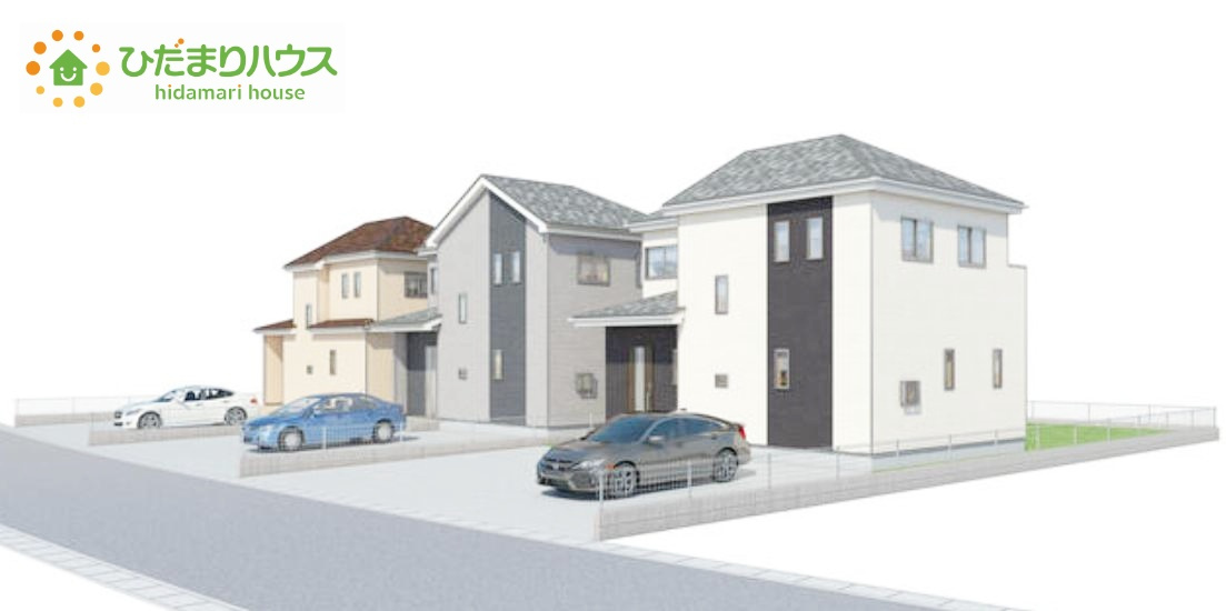 ひたちなか市三反田　新築戸建　C号棟の外観パース|地盤、構造も耐震性に優れた安全で便利さも兼ね備えた物件で、これからの生活を守ります。