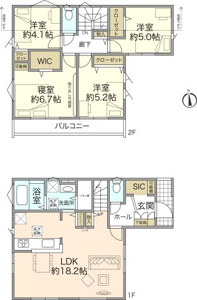 収納豊富な4LDKの間取りです。