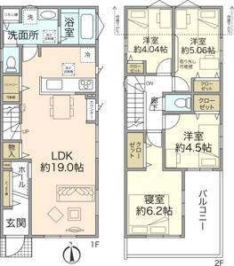 収納豊富な4LDKの間取り。
