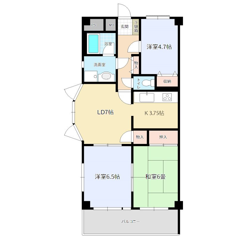 飯能市大字中山の賃貸マンションの間取り