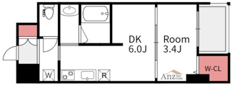 【間取り】 | WORVE大阪本町 | 1DK・26.67㎡