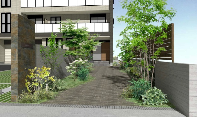 プラテリアコート市川のエントランス|旭化成施工ZEHペット共生ヘーベルメゾン