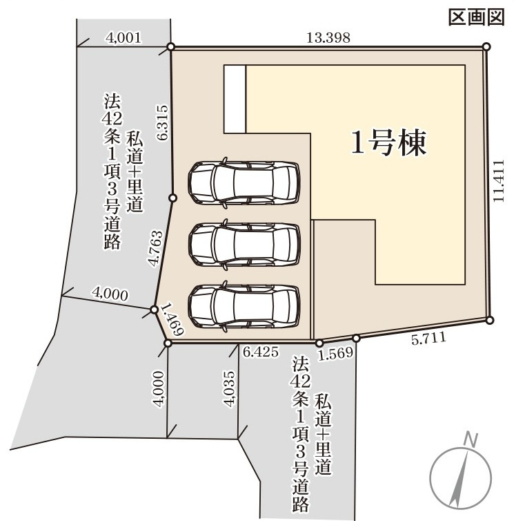 リーブルガーデン／北区鶴羽田第八／１号棟の区画図