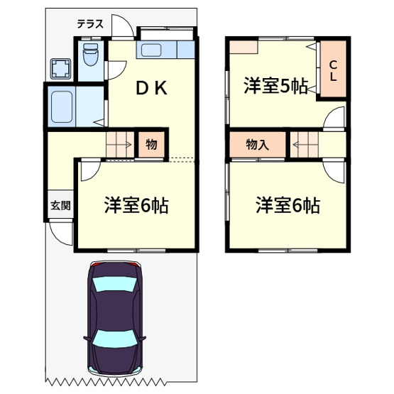 【間取り】 | 高槻市赤大路町　貸家