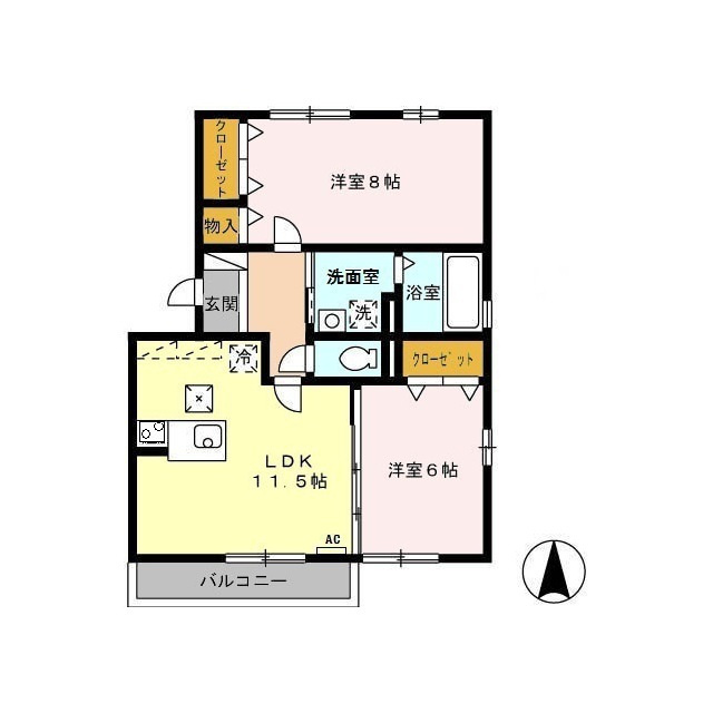 各務原市蘇原吉野町３丁目のアパートの間取り