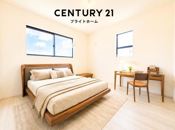 横浜市戸塚区平戸２丁目の新築一戸建の洋室|二面採光の明るい洋室♪
休日はこちらでおくつろぎ下さい♪
※家具等はＣＧでの参考レイアウトです。