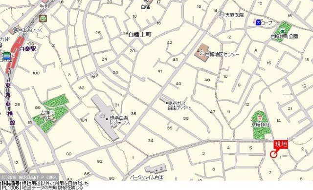 パークヒルズ白楽の地図