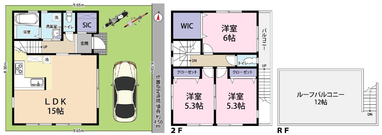 葛飾区西水元2丁目中古住宅の間取り|3LDK＋ウォークインクローゼット＋シューズインクローゼット＋ルーフバルコニー＋カースペース