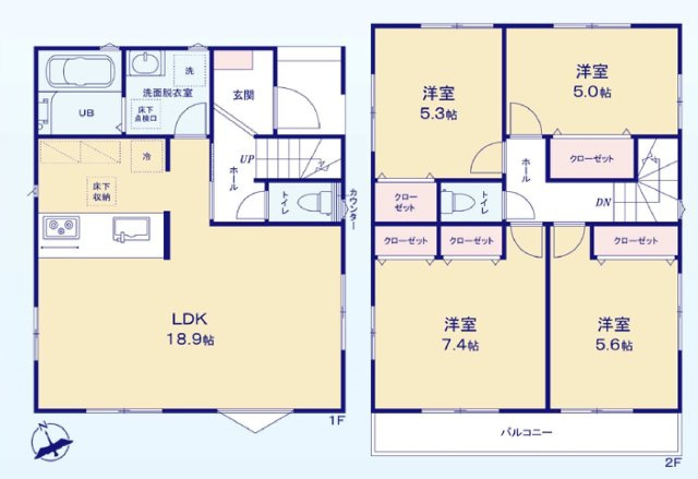 【横浜市都筑区東方町749-4新築戸建て】★仲介手数料無料★（都田小学校・都田中学校）の間取り