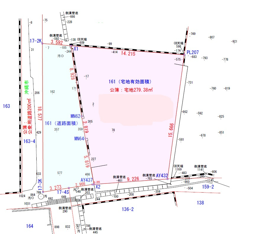 ☆【売地】沖縄市高原４丁目－１区画の土地図|宅地有効面積
193.22㎡