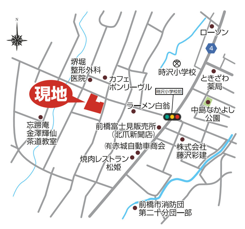 【新築】前橋市富士見町時沢第５　４号棟(全８棟)　クリエートの家　新築建売分譲の地図