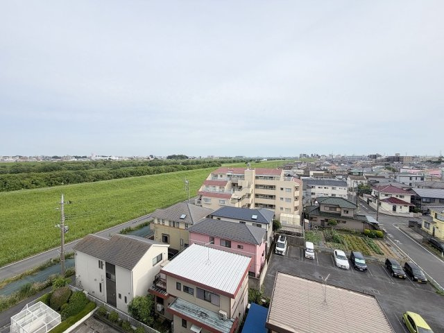ライフペリエ三郷の展望|バルコニーからは土手が見えます。菜の花シーズンはとてもキレイです