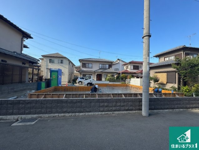 加古川市加古川町粟津　第24期　新築一戸建ての外観|周辺は落ち着いた街並みの住宅地！子育てがしやすい住環境です！まだ未完成ですが、現地でしかわからない事もございます。是非一度ご覧ください。