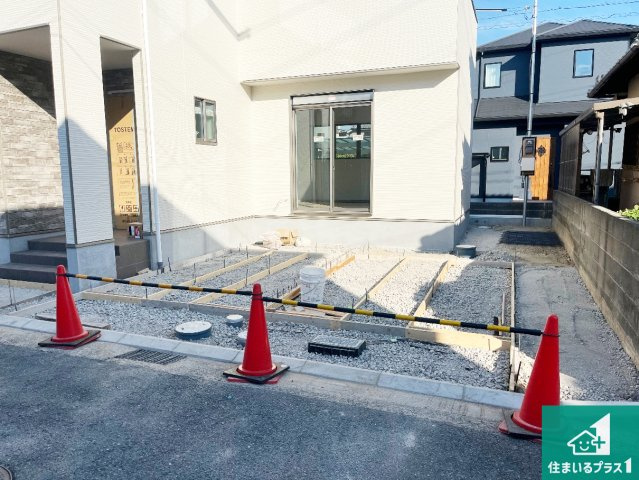 加古川市加古川町粟津　第24期　新築一戸建ての外観|周辺は落ち着いた街並みの住宅地！子育てがしやすい住環境です！まだ未完成ですが、現地でしかわからない事もございます。是非一度ご覧ください。