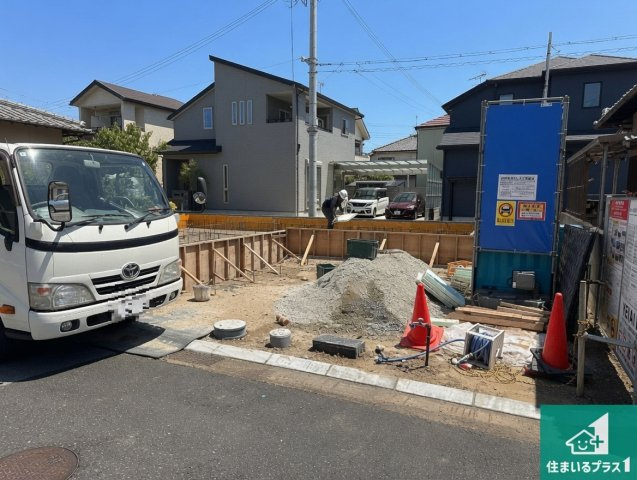 加古川市加古川町粟津　第24期　新築一戸建ての外観|周辺は落ち着いた街並みの住宅地！子育てがしやすい住環境です！まだ未完成ですが、現地でしかわからない事もございます。是非一度ご覧ください。