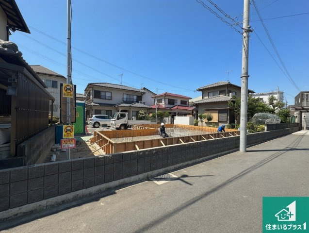 加古川市加古川町粟津　第24期　新築一戸建ての外観|周辺は落ち着いた街並みの住宅地！子育てがしやすい住環境です！まだ未完成ですが、現地でしかわからない事もございます。是非一度ご覧ください。