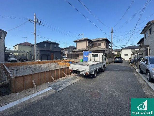 加古川市加古川町粟津　第24期　新築一戸建ての外観|周辺は落ち着いた街並みの住宅地！子育てがしやすい住環境です！まだ未完成ですが、現地でしかわからない事もございます。是非一度ご覧ください。