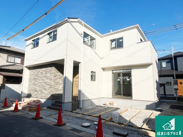 加古川市加古川町粟津　第24期　新築一戸建ての外観|周辺は落ち着いた街並みの住宅地！子育てがしやすい住環境です！まだ未完成ですが、現地でしかわからない事もございます。是非一度ご覧ください。