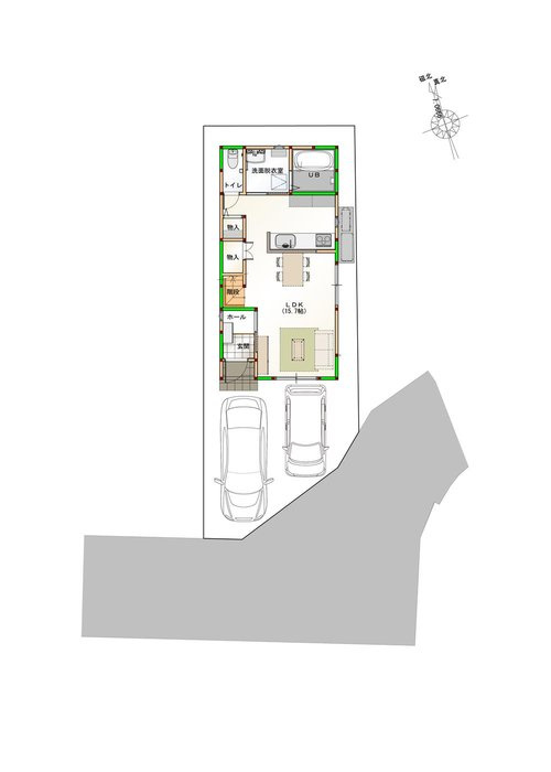 オール電化デザイナーズハウス中昭和町建売④の区画図
