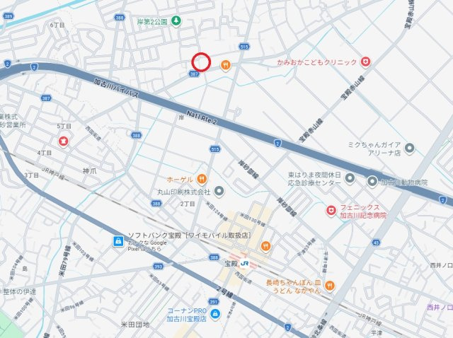 加古川市西神吉町岸　　　JR「宝殿駅」徒歩14分の地図