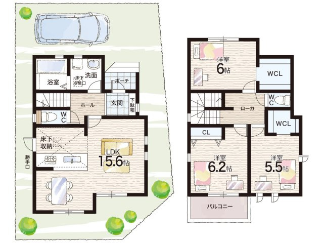 明石市西明石町　第1期　新築一戸建ての間取り|2号地