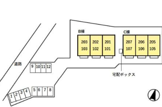 パル秋篠　B棟の区画図