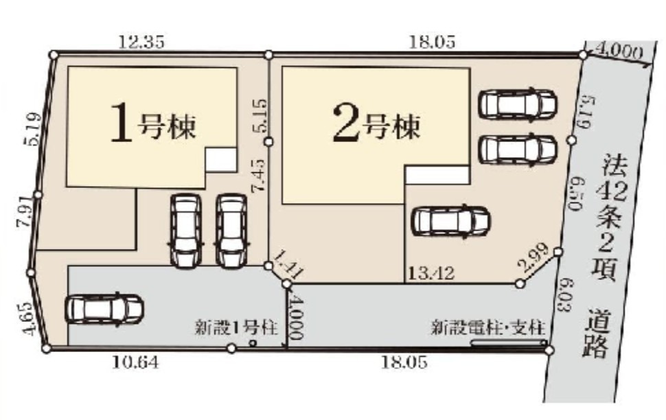 都賀町平川　新築戸建3-1の区画図
