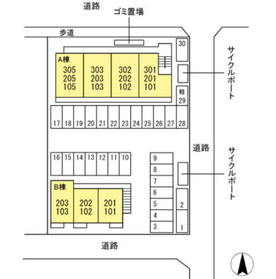 フォルトゥーナ横尾　A棟の区画図