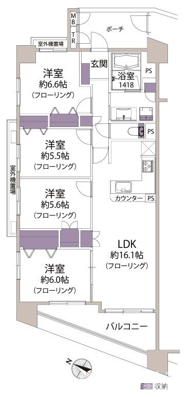 ダイアパレスグランデージ湘南平塚の間取り|ペット飼育可の4LDKです