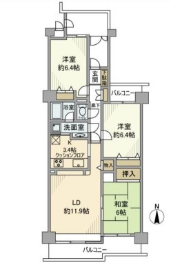 インペリアル東久留米Ｂ棟の間取り