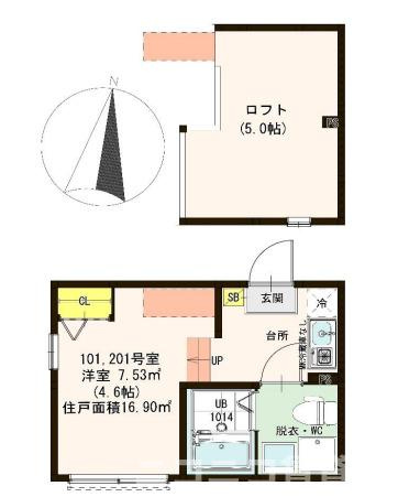 足立区梅島１丁目のアパートの間取り