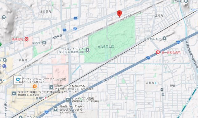 高槻市安満東の町の賃貸マンションの地図