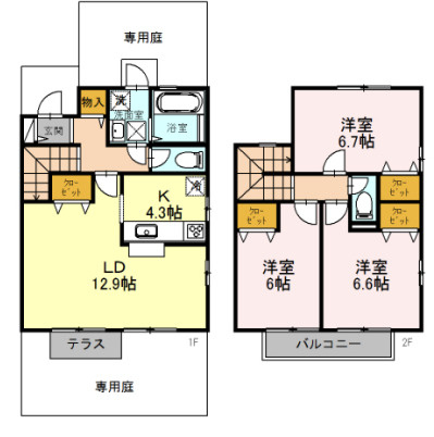 【間取り】 | リビングタウン狭山池H棟
