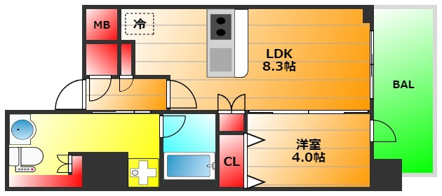 エスライズ難波Ⅲの間取り|現状有姿