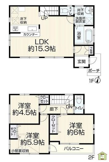 草加市清門3丁目　中古一戸建ての間取り