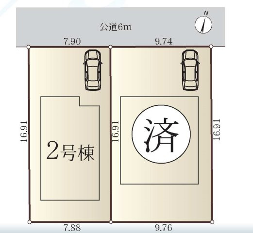 【横浜市都筑区茅ケ崎南5丁目18-23全2棟新築戸建て】★仲介手数料無料★（茅ケ崎台小学校・茅ケ崎中学校）の区画図