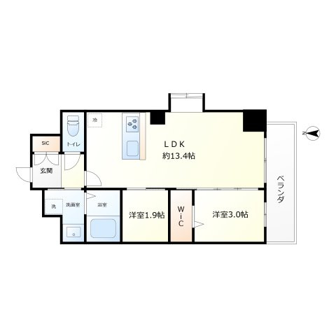 プレサンスNEO九条ディアシス　本田小学校区の間取り|プレサンスNEO九条ディアシス　間取り