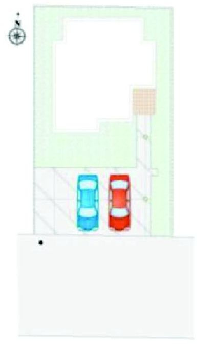 前橋市朝倉町　1区画　新築住宅の区画図|駐車場３台ご用意しています！来客時も重宝します♪
並列駐車なので、車の出し入れもしやすいですよ！
