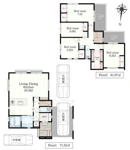【横浜市都筑区加賀原1丁目30-20新築戸建て】★仲介手数料無料★（川和東小学校・川和中学校）の間取り