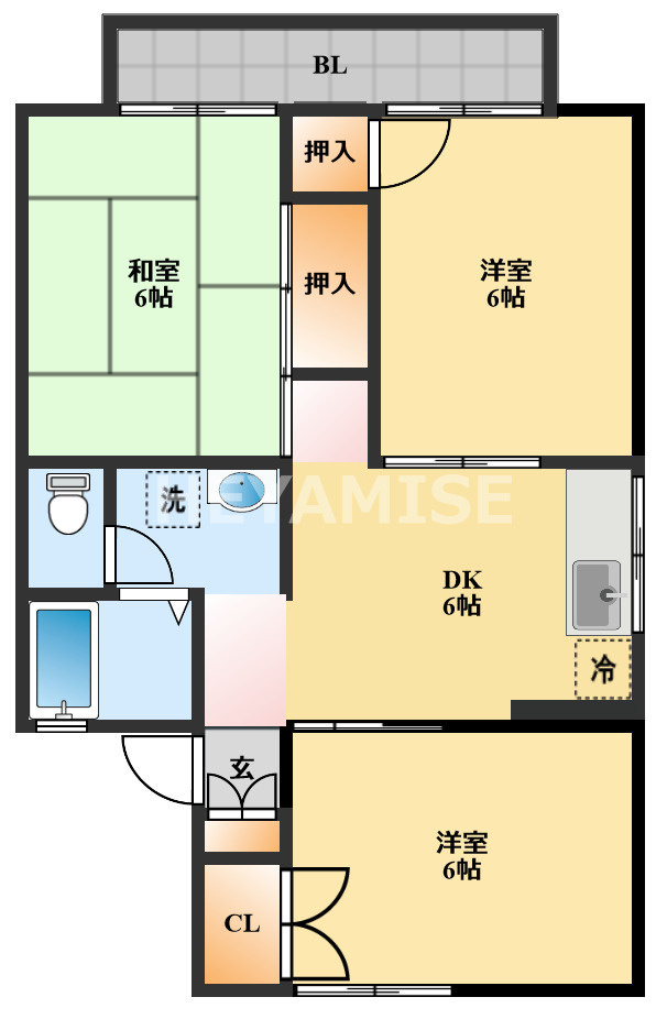 プレジール三城B棟の間取り