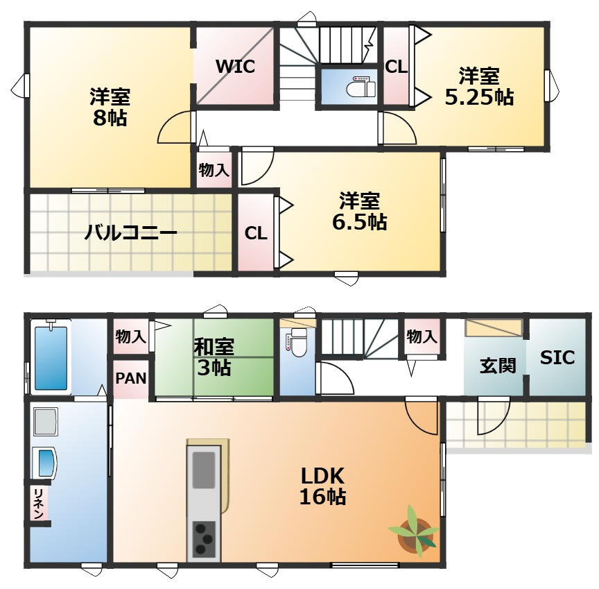 GRAFARE宇都宮市一条の間取り|南向きで陽当たりの良い間取りです